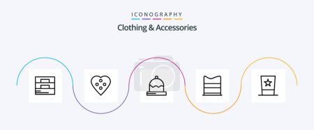 Téléchargez les illustrations : Clothing and Accessories Line 5 Icon Pack Including clothing. fashion. sewing accessories. design. winter - en licence libre de droit