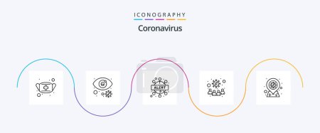 Téléchargez les illustrations : Coronavirus Line 5 Icon Pack Including virus. people. virus infected. infection. virus - en licence libre de droit