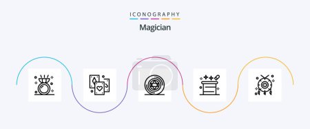 Ilustración de Magician Line 5 Icon Pack Including accessories. magician. circle. magical. magic - Imagen libre de derechos