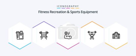 Ilustración de Fitness Recreation And Sports Equipment 25 Line icon pack including avatar. athlete. gym. workout. growth - Imagen libre de derechos