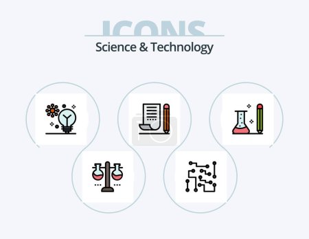 Illustration for Science And Technology Line Filled Icon Pack 5 Icon Design. knowledge. education. science. technology. engineering science - Royalty Free Image