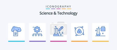 Photo for Science And Technology Blue 5 Icon Pack Including modeling application. computer graphics. work management. scientific research. microbiology. Creative Icons Design - Royalty Free Image
