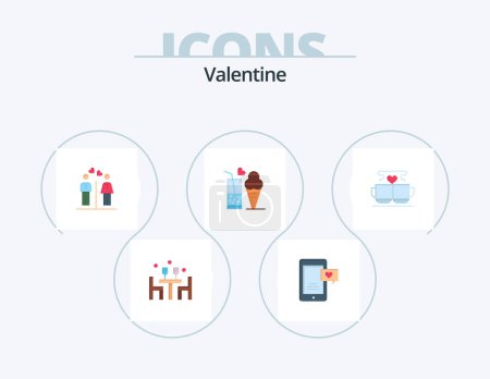 Téléchargez les illustrations : Valentine Flat Icon Pack 5 Icon Design. men. day. love. valentines. love chat - en licence libre de droit