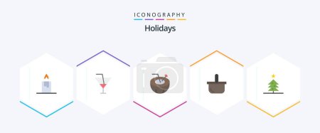 Ilustración de Holidays 25 Flat icon pack including . christmas. coconut water. tree. holiday - Imagen libre de derechos