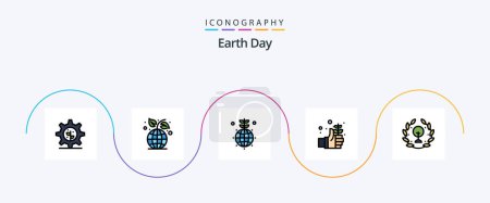 Ilustración de Earth Day Line Filled Flat 5 Icon Pack Including green. earth. globe. hand. day - Imagen libre de derechos