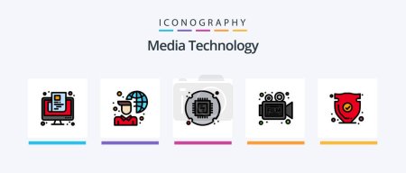 Illustration for Media Technology Line Filled 5 Icon Pack Including antenna. login. hardware. laptop. play. Creative Icons Design - Royalty Free Image