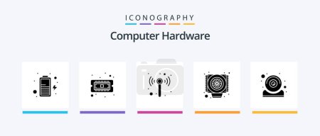 Ilustración de Computer Hardware Glyph 5 Icon Pack Including . it. wifi. hardware. fan. Creative Icons Design - Imagen libre de derechos