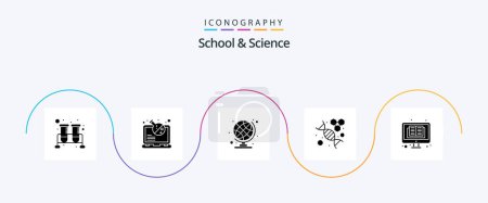 Illustration for School And Science Glyph 5 Icon Pack Including online. molecuel. education. science. dna - Royalty Free Image
