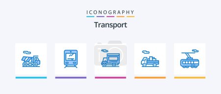 Illustration for Transport Blue 5 Icon Pack Including transport. smart. truck. clever. shipping. Creative Icons Design - Royalty Free Image