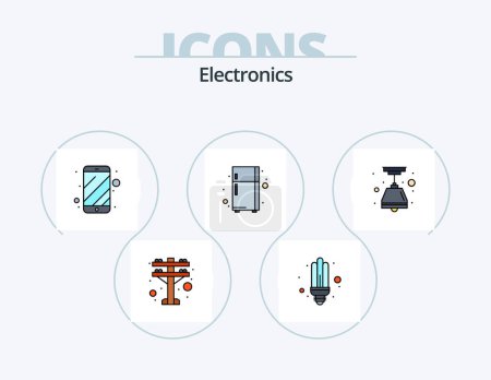 Ilustración de Electronics Line Filled Icon Pack 5 Icon Design. . lense. system. photography. music - Imagen libre de derechos