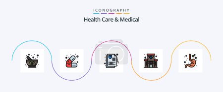 Ilustración de Health Care And Medical Line Filled Flat 5 Icon Pack Including digestion. medical. medicines. hospital. medical - Imagen libre de derechos