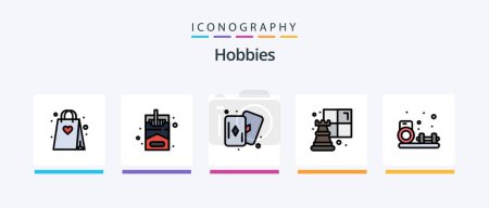 Ilustración de Hobbies Line Filled 5 Icon Pack Including . fashion. fly. dressmaker. hobby. Creative Icons Design - Imagen libre de derechos