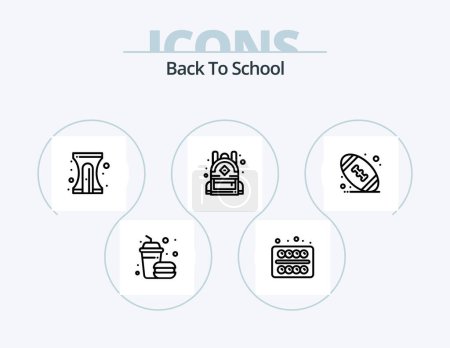 Illustration for Back To School Line Icon Pack 5 Icon Design. glasses. book. pencil. lunch. education - Royalty Free Image