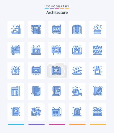 Téléchargez les illustrations : Creative Architecture 25 Blue icon pack  Such As building. resort. interior. plan. design - en licence libre de droit