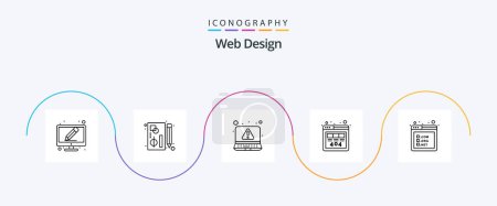 Téléchargez les illustrations : Web Design Line 5 Icon Pack Including website. landing. alert. server. http - en licence libre de droit