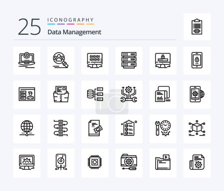 Illustration for Data Management 25 Line icon pack including server . web. profile . management . data - Royalty Free Image