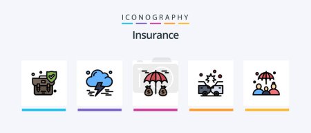 Ilustración de Insurance Line Filled 5 Icon Pack Including . protection. protection. insurance. security. Creative Icons Design - Imagen libre de derechos