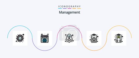 Illustration for Management Line Filled Flat 5 Icon Pack Including plan. business plan. creative. organization chart. chart - Royalty Free Image