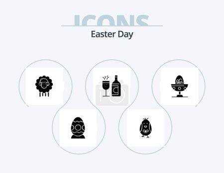Illustration for Easter Glyph Icon Pack 5 Icon Design. boiled egg. ddrink. easter. easter. glass - Royalty Free Image
