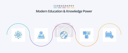 Illustration for Modern Education And Knowledge Power Blue 5 Icon Pack Including calendar. alphabet. ball. basic. abc - Royalty Free Image