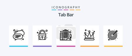 Téléchargez les illustrations : Tab Bar Line 5 Icon Pack Including . shopping. target. groceries. cart. Creative Icons Design - en licence libre de droit