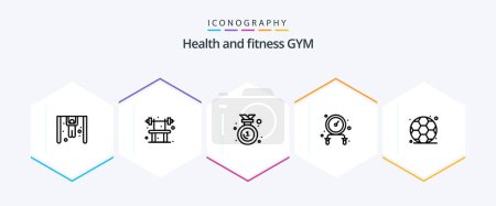 Téléchargez les illustrations : Gym 25 Line icon pack including . gym. badge. sport. fitness - en licence libre de droit