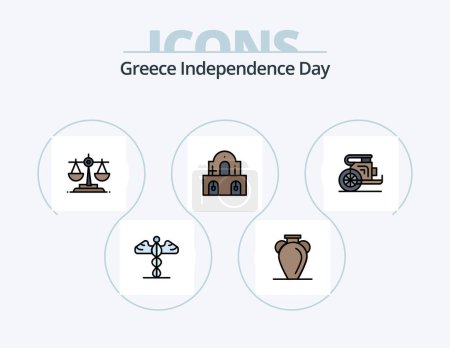 Ilustración de Greece Independence Day Line Filled Icon Pack 5 Icon Design. god. church. greece. christmas. writer - Imagen libre de derechos