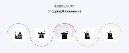 Illustration for Shopping And Commerce Glyph 5 Icon Pack Including favorite shopping. sale. heart gift. shopping. bag - Royalty Free Image