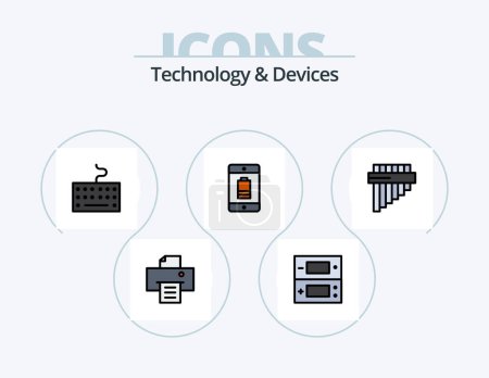 Téléchargez les illustrations : Devices Line Filled Icon Pack 5 Icon Design. . electric. - en licence libre de droit