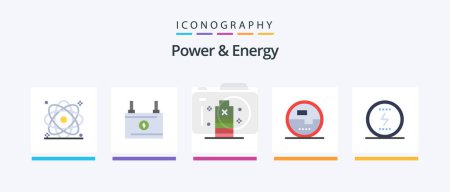 Illustration for Power And Energy Flat 5 Icon Pack Including measuring. electronics. power. construction and tools. low. Creative Icons Design - Royalty Free Image