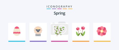 Illustration for Spring Flat 5 Icon Pack Including nature. spring. nature. rose. flower. Creative Icons Design - Royalty Free Image