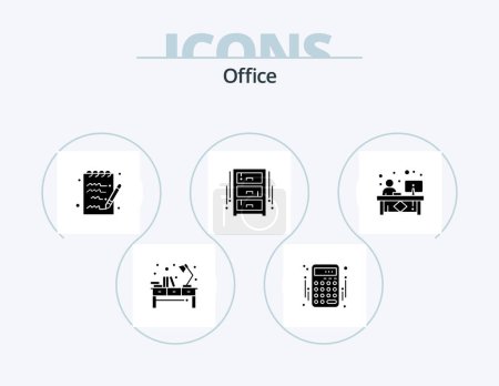 Illustration for Office Glyph Icon Pack 5 Icon Design. clerk. office draw. money. interior. draw - Royalty Free Image