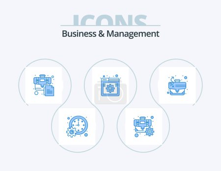 Illustration for Business And Management Blue Icon Pack 5 Icon Design. web. option. optimization. online. document - Royalty Free Image