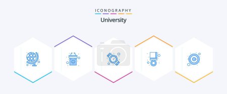 Illustration for University 25 Blue icon pack including galaxy. success. hand watch. medal. achieve - Royalty Free Image