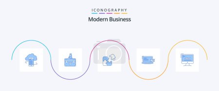 Illustration for Modern Business Blue 5 Icon Pack Including match. business. briefcase. puzzle. marketing - Royalty Free Image