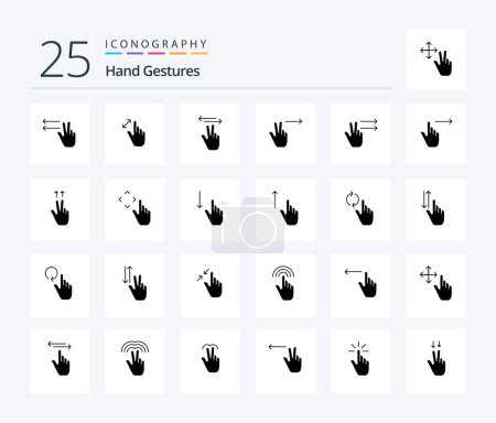 Téléchargez les illustrations : Hand Gestures 25 Solid Glyph icon pack including right. finger. gestures. right. fingers - en licence libre de droit