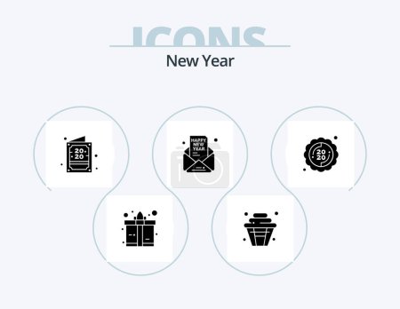 Ilustración de New Year Glyph Icon Pack 5 Icon Design. new. party. invitation. new year. invite - Imagen libre de derechos