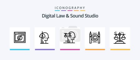 Illustration for Digital Law And Sound Studio Line 5 Icon Pack Including digital. business. judgment. logo. genuine. Creative Icons Design - Royalty Free Image