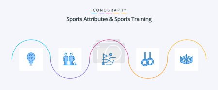 Ilustración de Sports Atributes And Sports Training Blue 5 Icon Pack Including wrestling. boxing. soccer. rings. athletic - Imagen libre de derechos