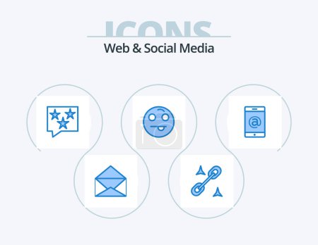 Illustration for Web And Social Media Blue Icon Pack 5 Icon Design. . multimedia. rank. mobile. emoticon - Royalty Free Image