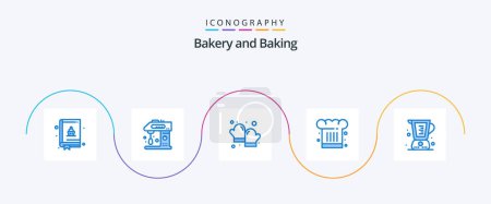 Illustration for Baking Blue 5 Icon Pack Including baked. cook. baked. chef hat. cafe - Royalty Free Image