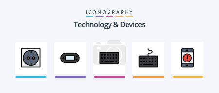 Illustration for Devices Line Filled 5 Icon Pack Including . psp. pan. playstation. console. Creative Icons Design - Royalty Free Image