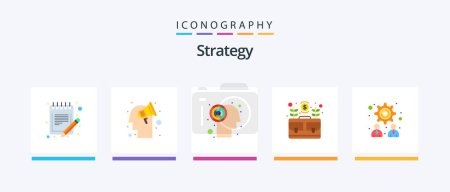 Téléchargez les illustrations : Strategy Flat 5 Icon Pack Including grow. case. brain storming. business. brain. Creative Icons Design - en licence libre de droit