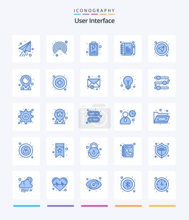 Illustration for Creative User Interface 25 Blue icon pack  Such As map. user. user. select. interface - Royalty Free Image