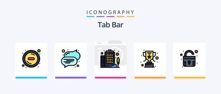 Illustration for Tab Bar Line Filled 5 Icon Pack Including . upload. trophy. up. navigational. Creative Icons Design - Royalty Free Image