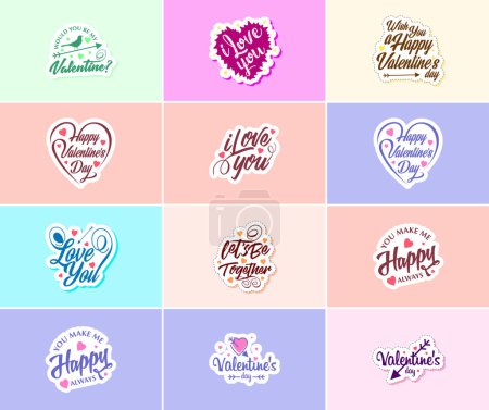 Ilustración de Valentine's Day: A Time for Romance and Creative Graphics Stickers - Imagen libre de derechos