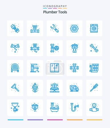 Téléchargez les illustrations : Creative Plumber 25 Blue icon pack  Such As laundry. plumber. valve. nut. wrench - en licence libre de droit