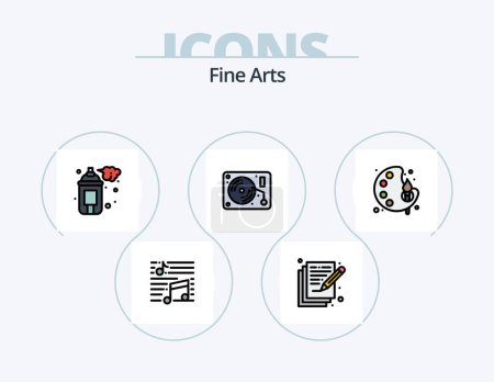 Téléchargez les illustrations : Fine Arts Line Filled Icon Pack 5 Icon Design. art. graphic. voice. design. circle - en licence libre de droit