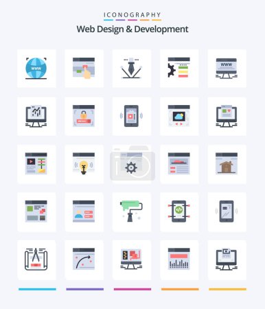 Téléchargez les illustrations : Creative Web Design And Development 25 Flat icon pack  Such As board. advert. artwork. web. design - en licence libre de droit