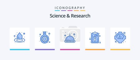 Illustration for Science Blue 5 Icon Pack Including . learning. space. formula. record. Creative Icons Design - Royalty Free Image